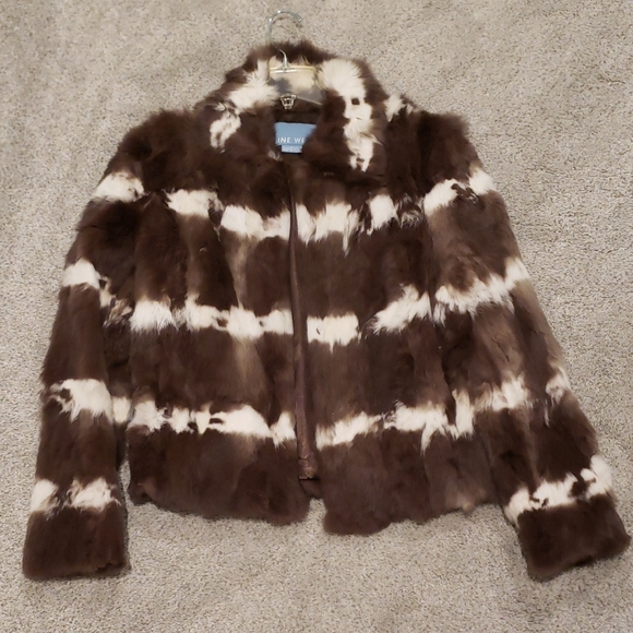 Nine West Jackets & Blazers - Nine West Chocolate and Cream REAL FUR Teddy Jacket